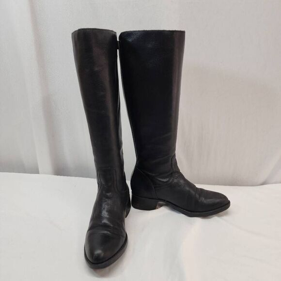 Steve Madden Size 6 M Womens Jasper Leather Almond Toe Knee High Riding Black Bo - Picture 2 of 9